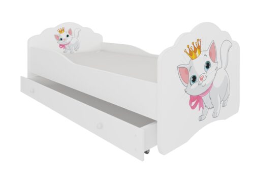 Gulta ar matraci un atvilktni CASIMO CAT 140×70 balta ADRK