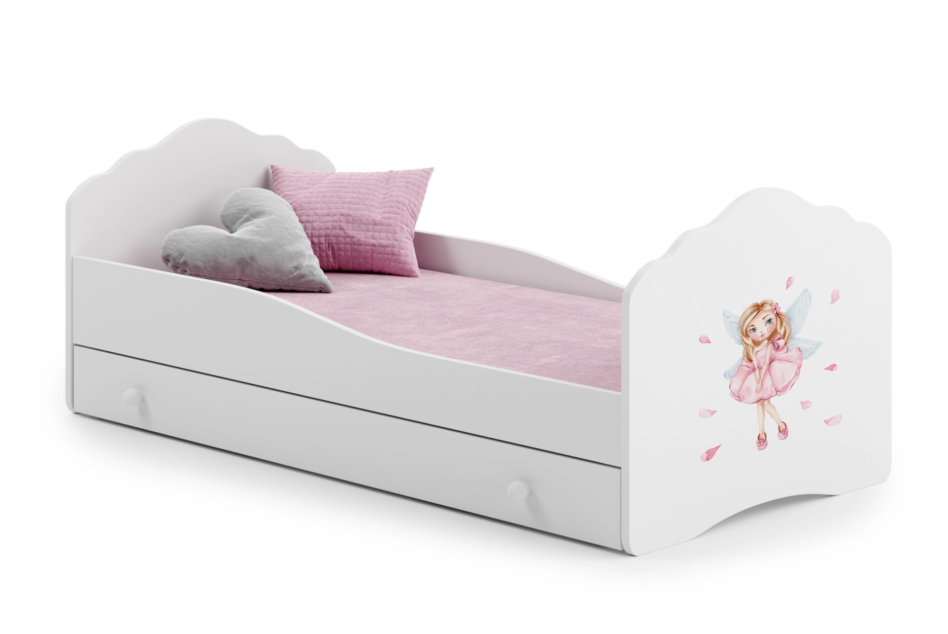 Gulta ar matraci un atvilktni CASIMO MEITENE AR SPĀRNĀM 160x80 Balta ADRK