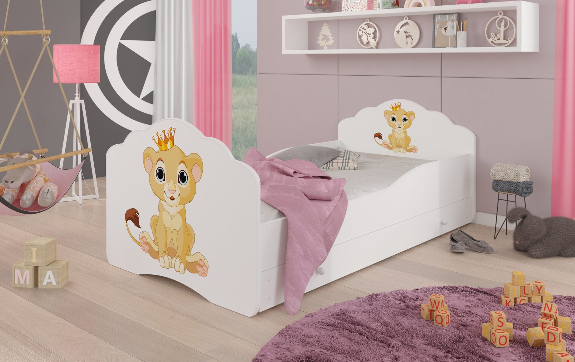 Gulta ar matraci un atvilktni CASIMO LION 160x80 balta ADRK — 2 attēls