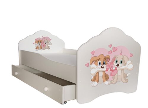 Gulta ar matraci un atvilktni CASIMO TWO DOGS 140×70 balta ADRK