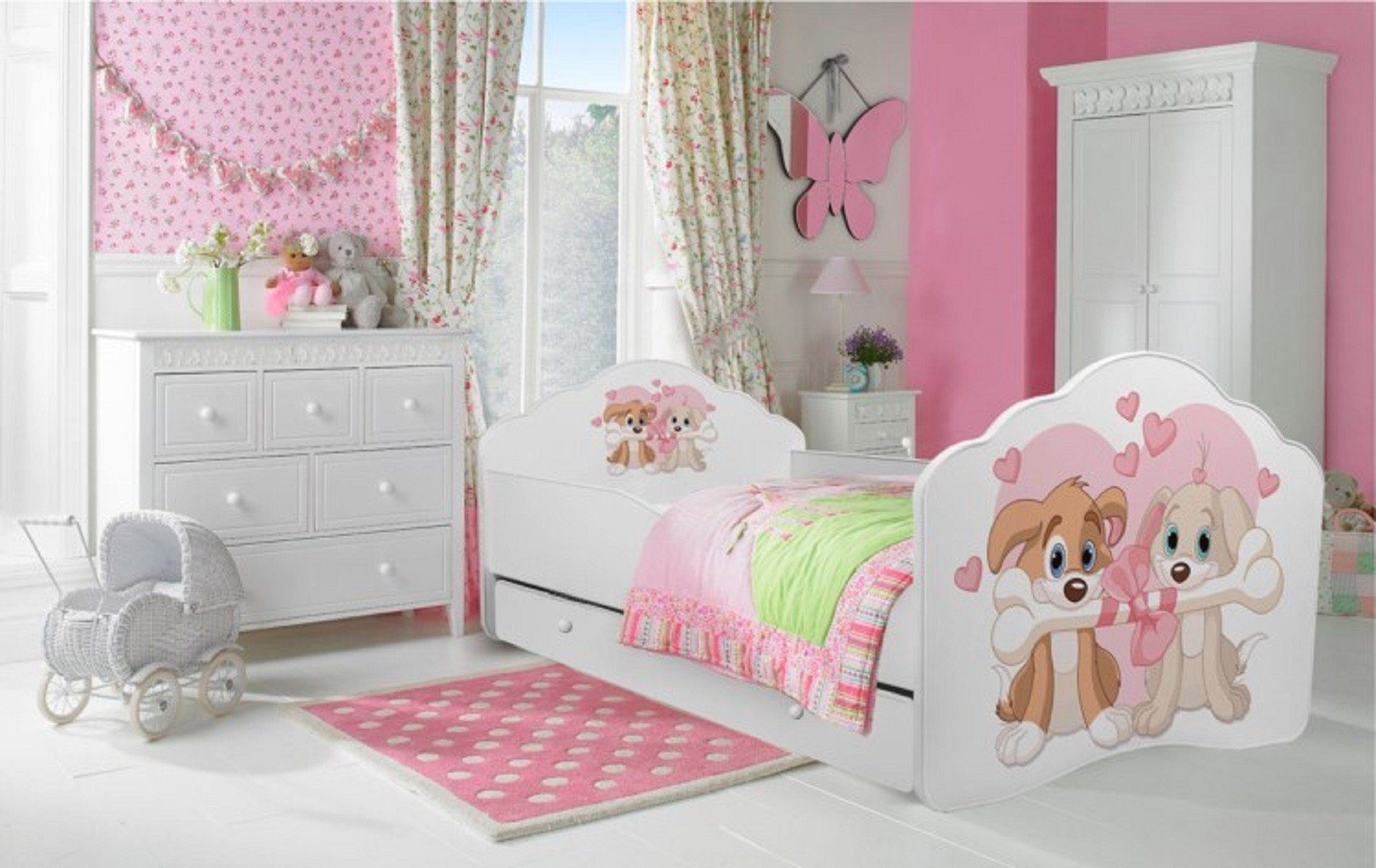 Gulta ar matraci un atvilktni CASIMO TWO DOGS 160x80 balta ADRK — изображение 2