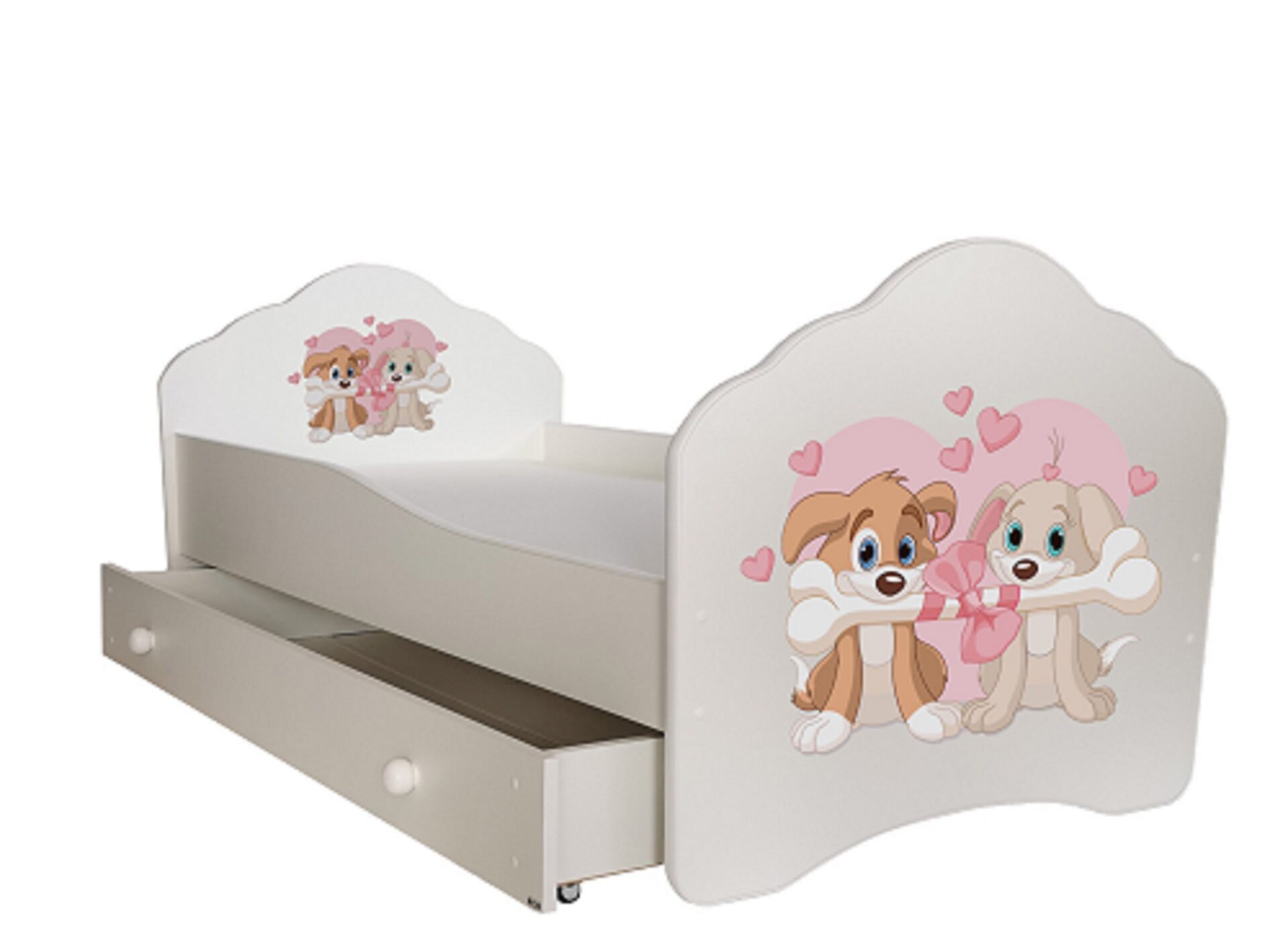 Gulta ar matraci un atvilktni CASIMO TWO DOGS 160x80 balta ADRK