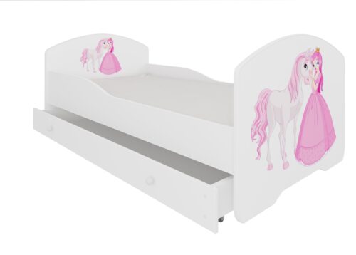 Gulta ar matraci un atvilktni PEPE PRINCESS AND HORSE 140×70 balta ADRK