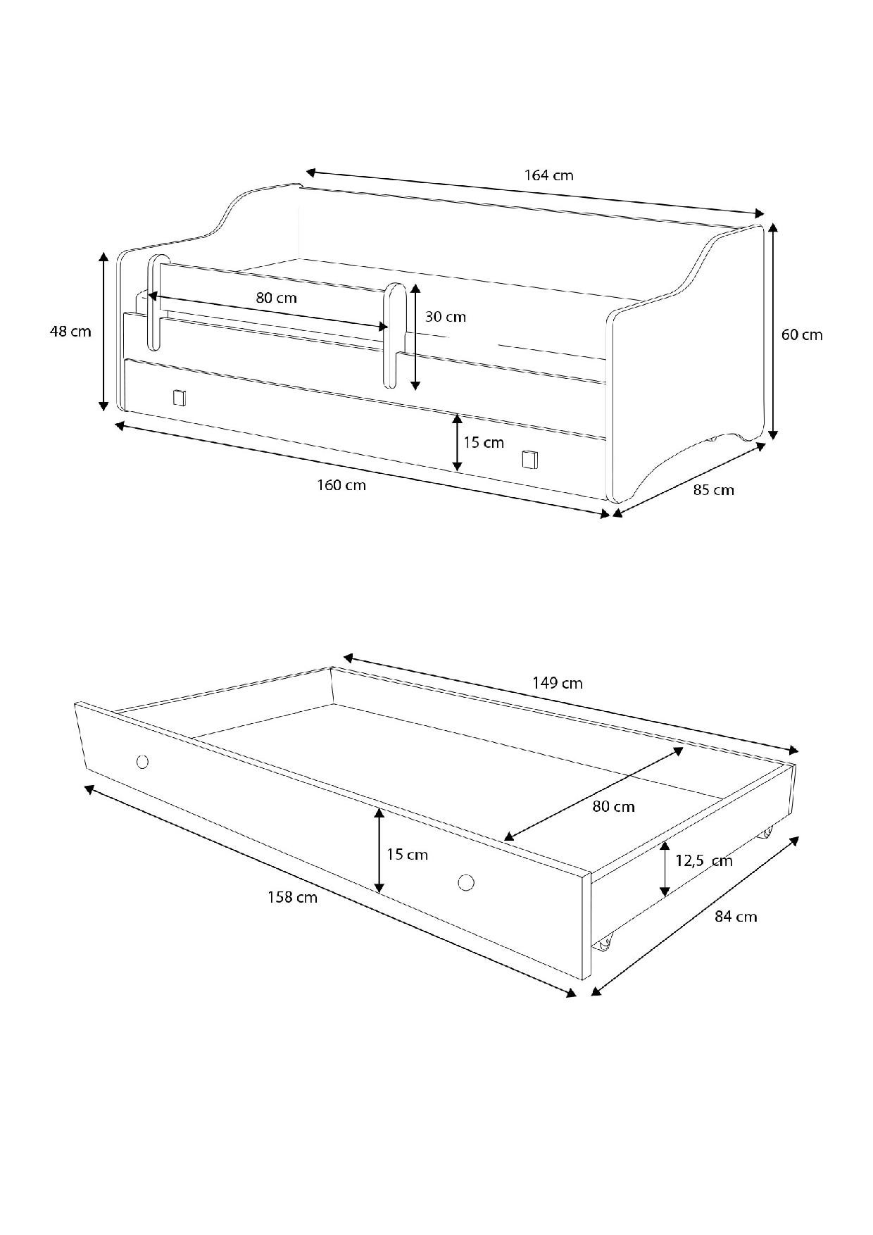 Gulta ar matraci NAOMI 160x80 balta ADRK — 4 attēls