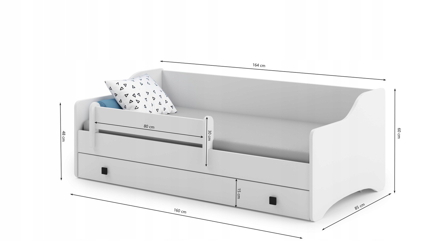 NAOMI Gulta ar matraci 160x80 baltā/pelēkā ADRK — 3 attēls