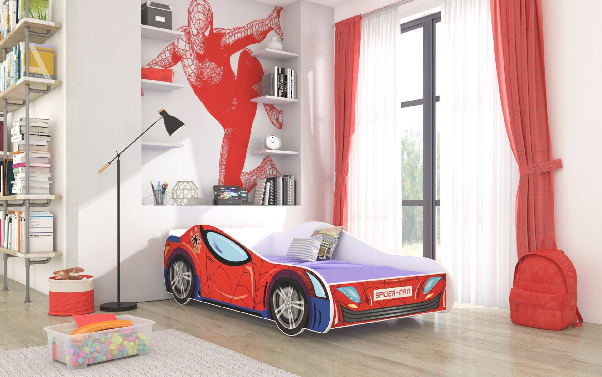 Gulta ar matraci SPIDER 160x80 sarkana ADRK — изображение 2