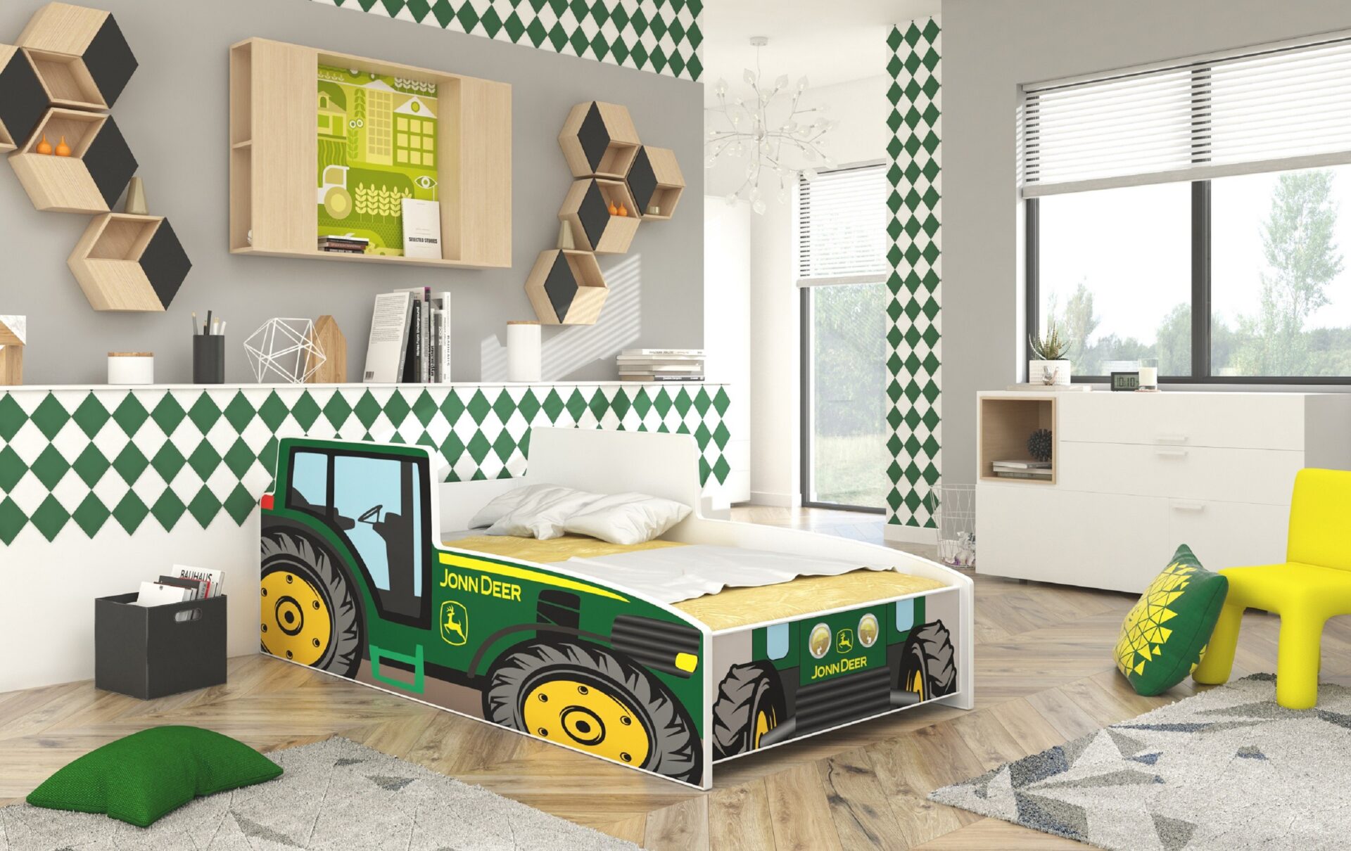 TRACTOR GREEN 140x70 Zaļš ADRK matracis-gulta — 2 attēls