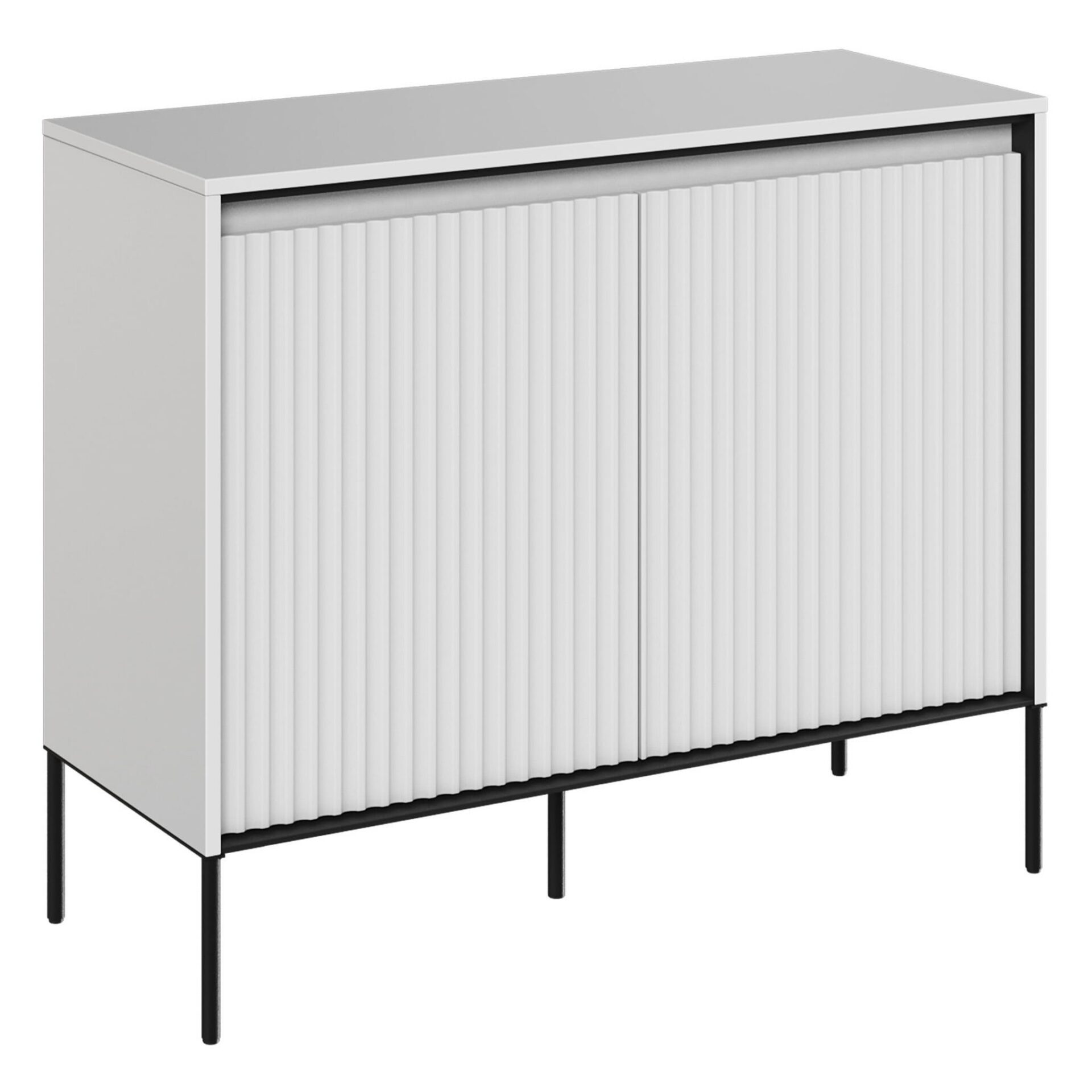 TREND 02 frēzēta kumode ar baltām/melnām kājām
