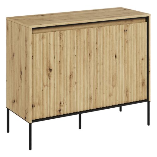 TREND 02 frēzēta kumode, māksliniecisks ozols/melnas kājas