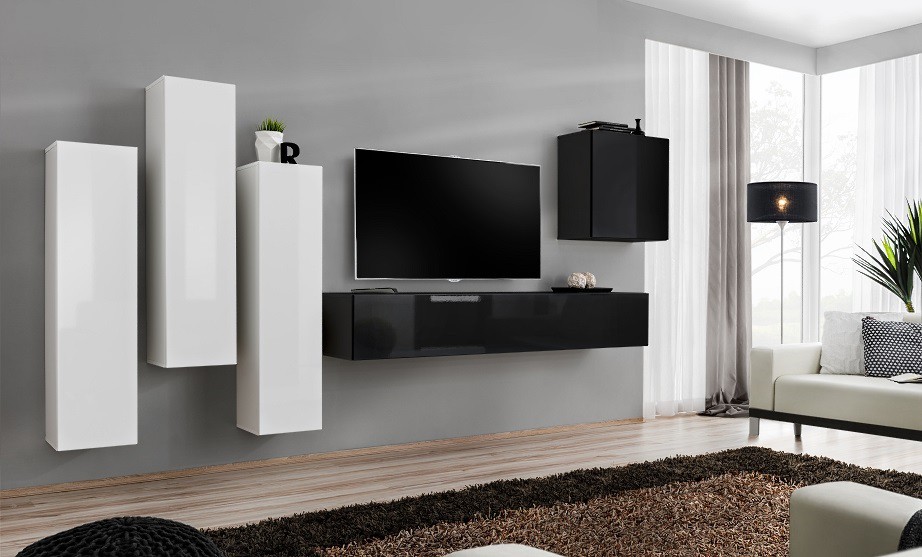 Switch III sienas skapis, balts/melns ASM