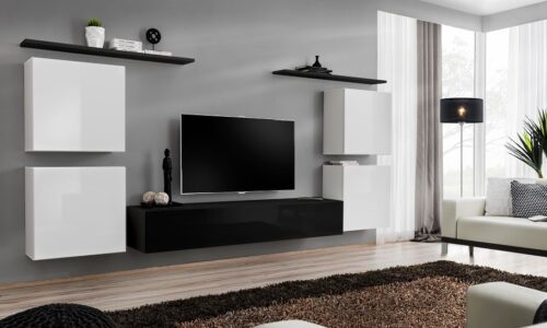 Switch IV sienas skapis, balts/melns ASM
