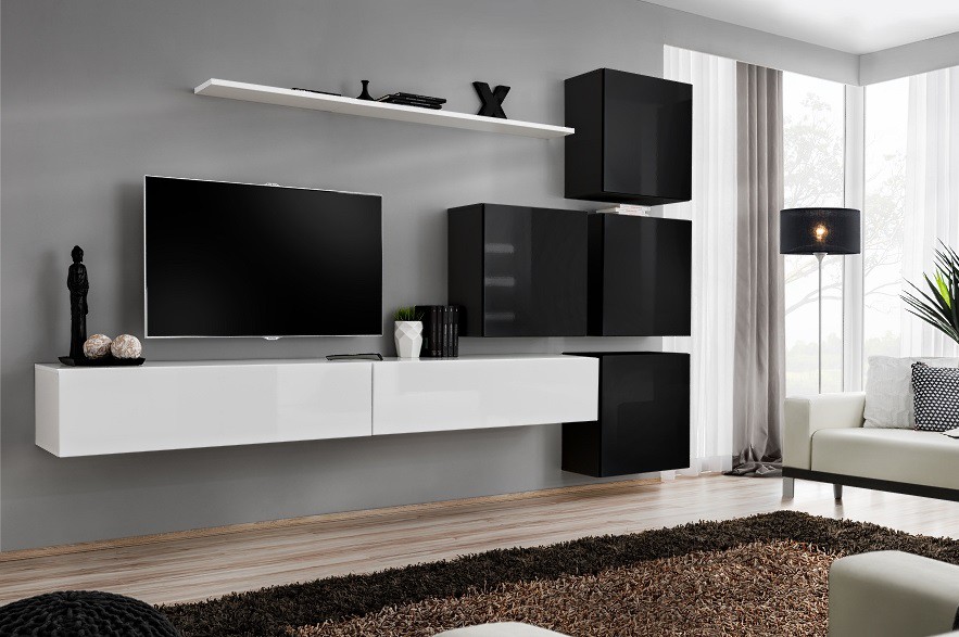 Switch IX sienas skapis, balts/melns ASM