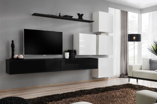 Switch IX sienas skapis, melns/balts ASM