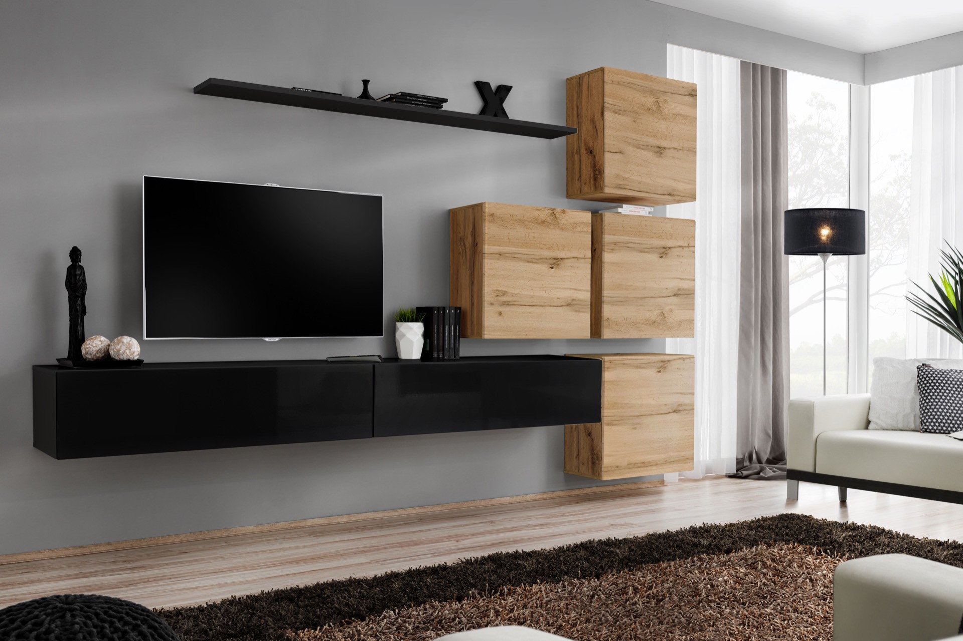 Switch IX sienas skapis, melns/wotan SW9 ASM