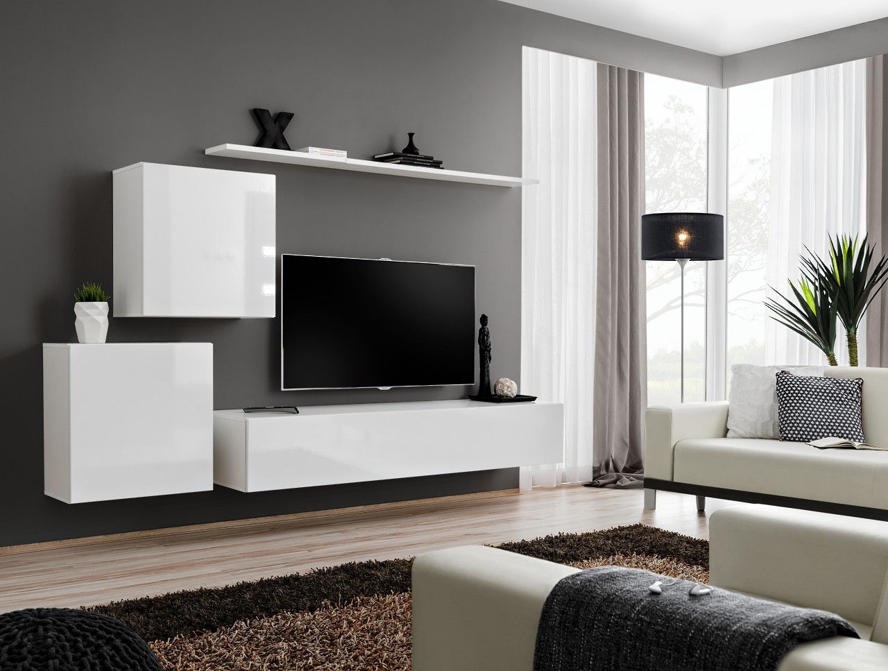 Sienas skapis "Switch V" balts ASM