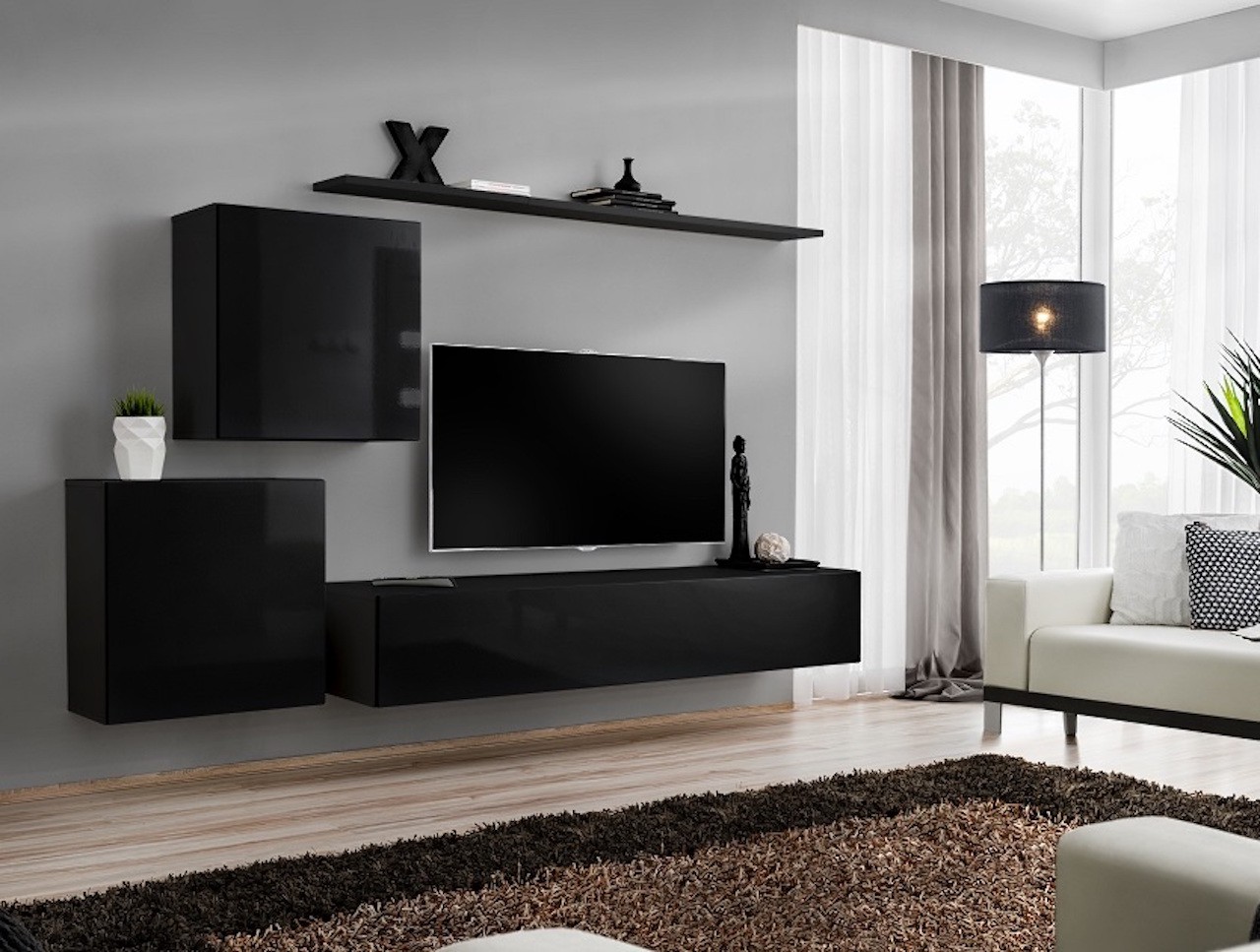SWITCH V-veida sienas skapis, melns ASM