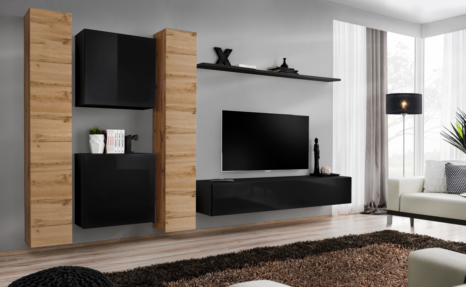 Sienas skapis "Switch VI" melnā krāsā, SW6 ASM
