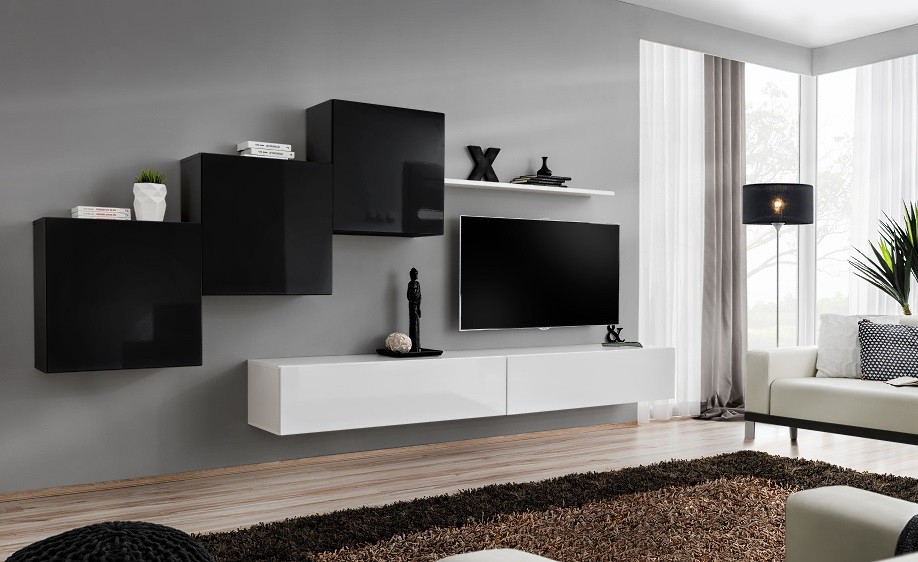 Sienas skapis "Switch X" melns/balts ASM