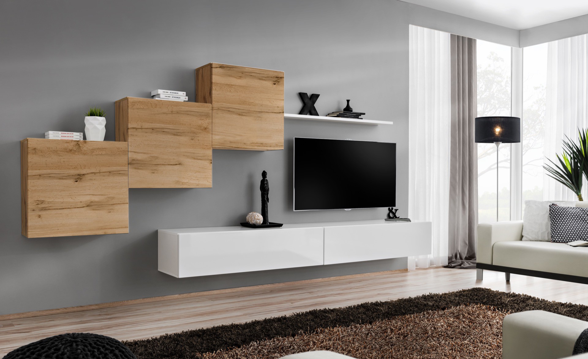 Sienas skapis "Switch X" ar baltu rokturi SW10 ASM