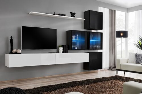 Sienas skapis “Switch XIX”, balts/melns ASM