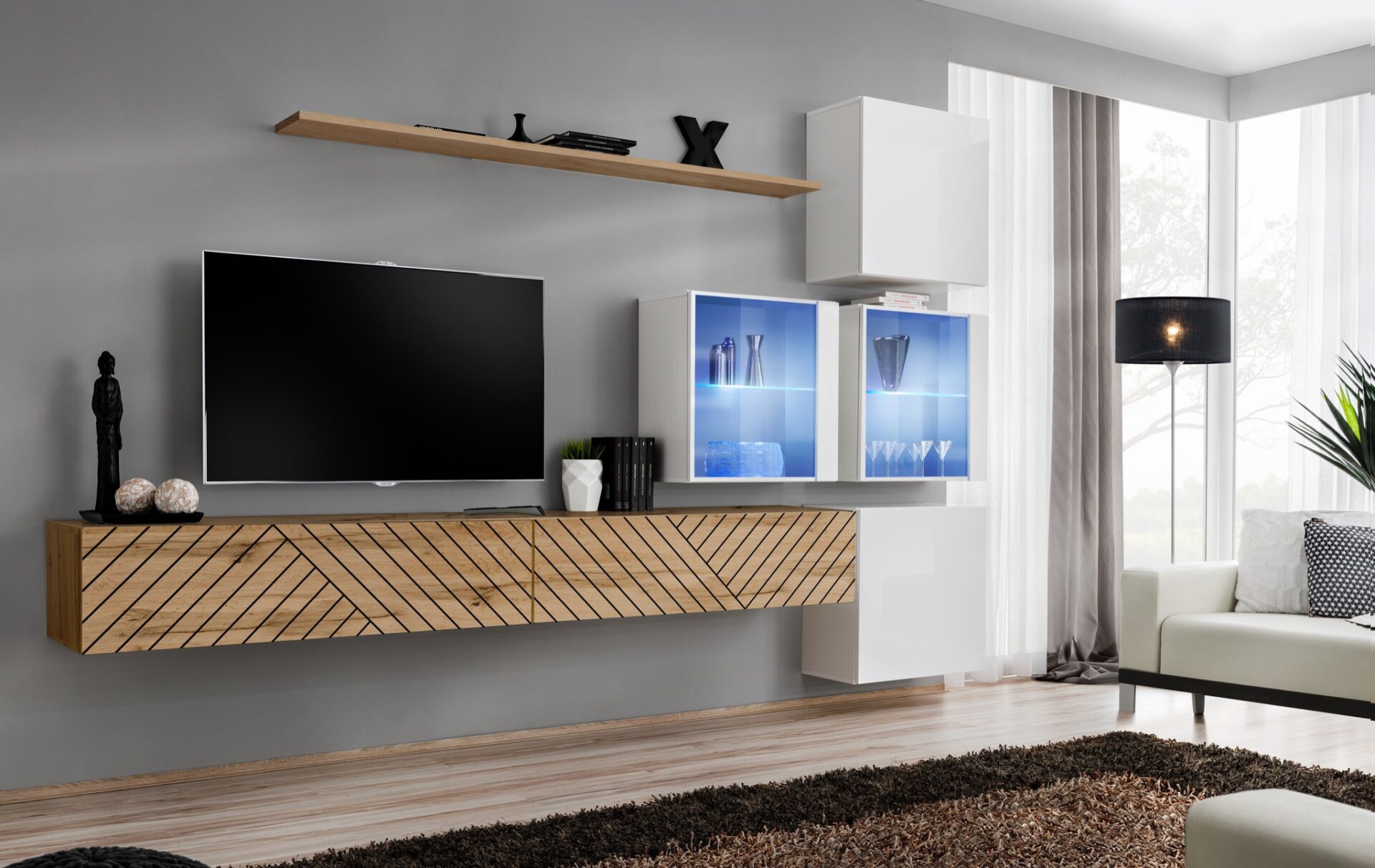 Sienas skapis "Switch XIX" ar baltu rokturi ASM