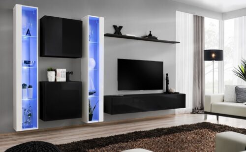 Sienas skapis “Switch XVI”, balts/melns ASM