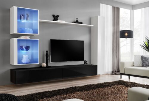 Sienas skapis “Switch XVIII”, balts/melns ASM