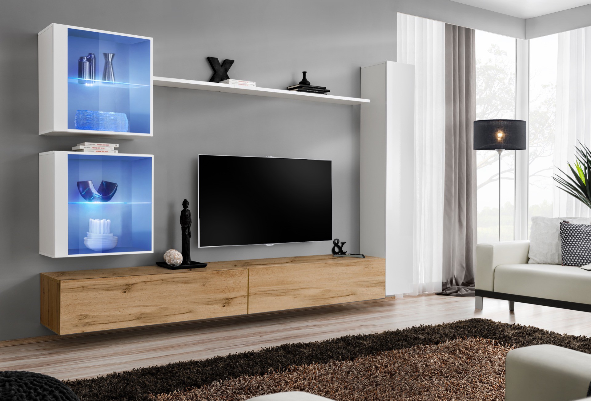 Switch XVIII sienas skapītis, balts/wotan SW18 ASM
