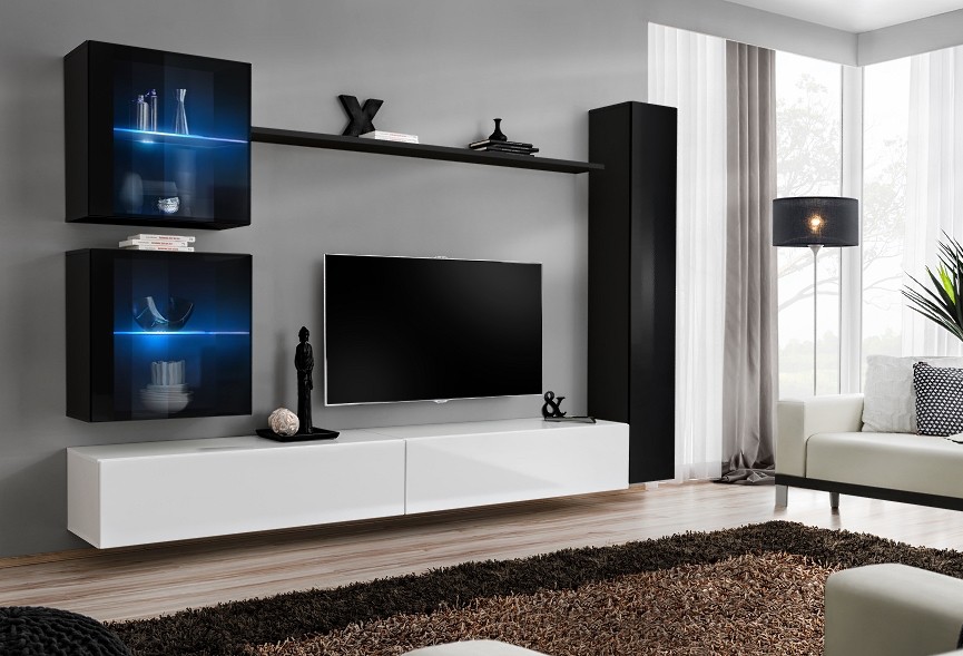 Sienas skapis "Switch XVIII", melns/balts ASM