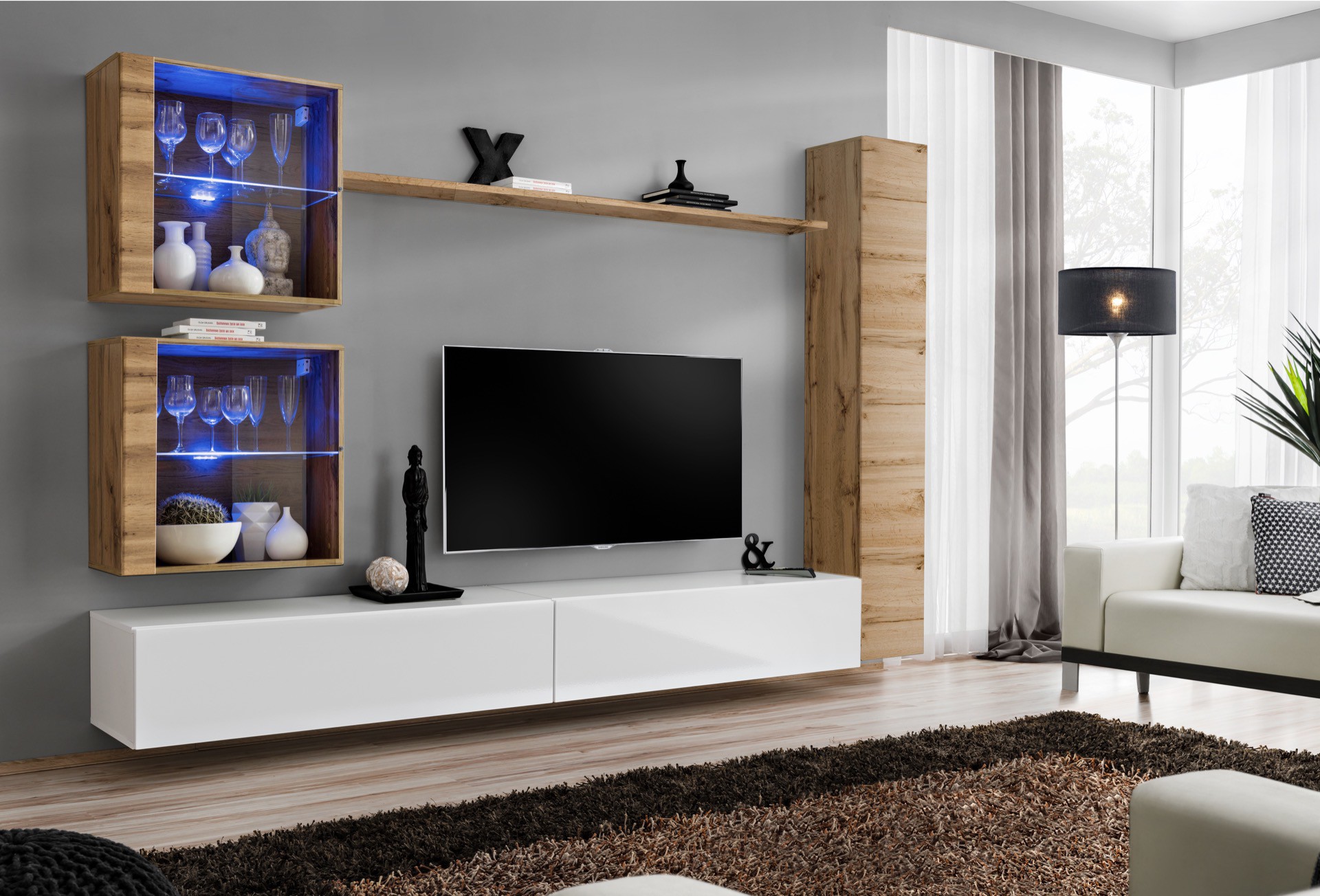 Sienas skapis "Switch XVIII", balts/balts ASM