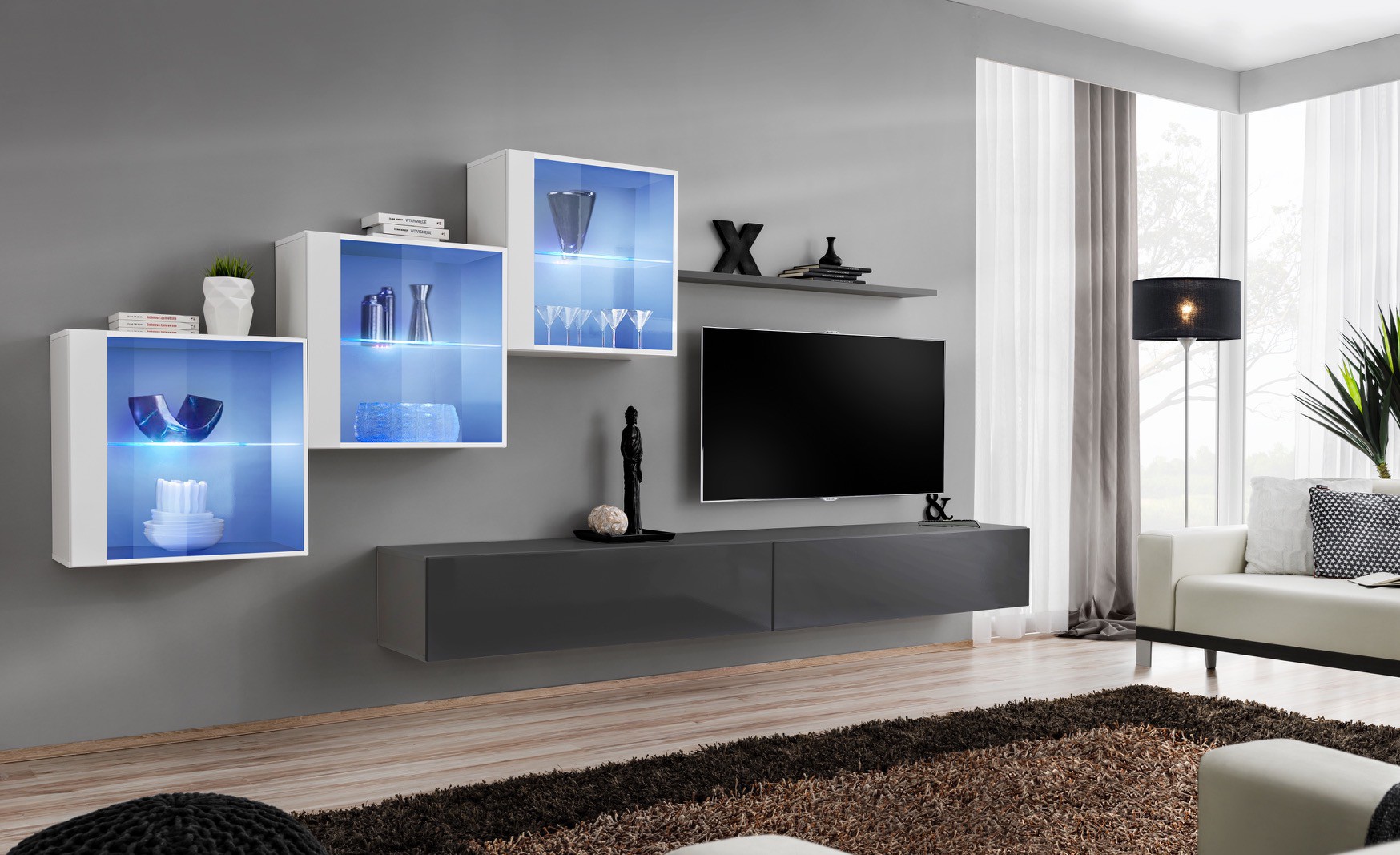 Switch XX sienas skapis, balts/grafīts ASM