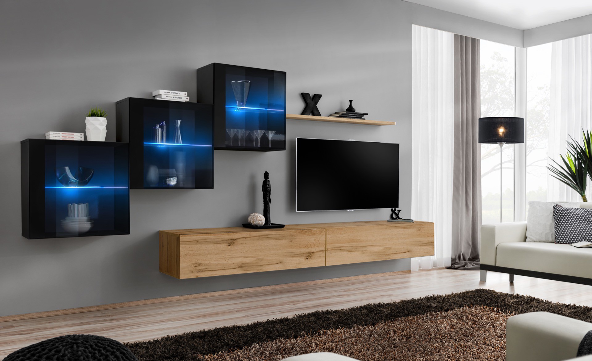 Switch XX sienas skapis, melns/wotan SW20 ASM