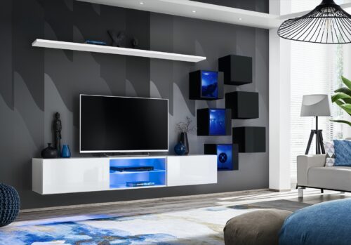 Sienas skapis “Switch XXI”, balts/melns ASM