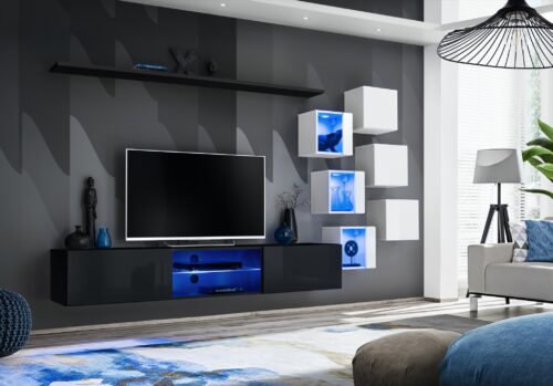 Sienas skapis “Switch XXI”, melns/balts ASM