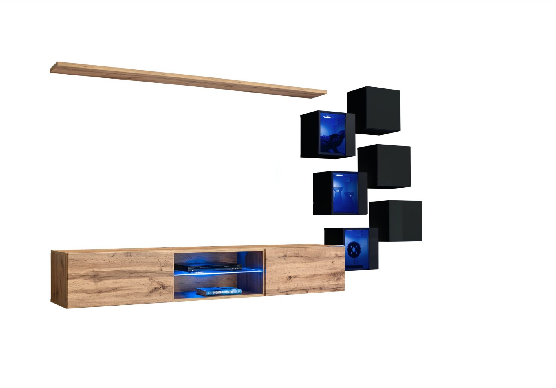 Sienas skapis "Switch XXI", vatāns/melns ASM — 2 attēls