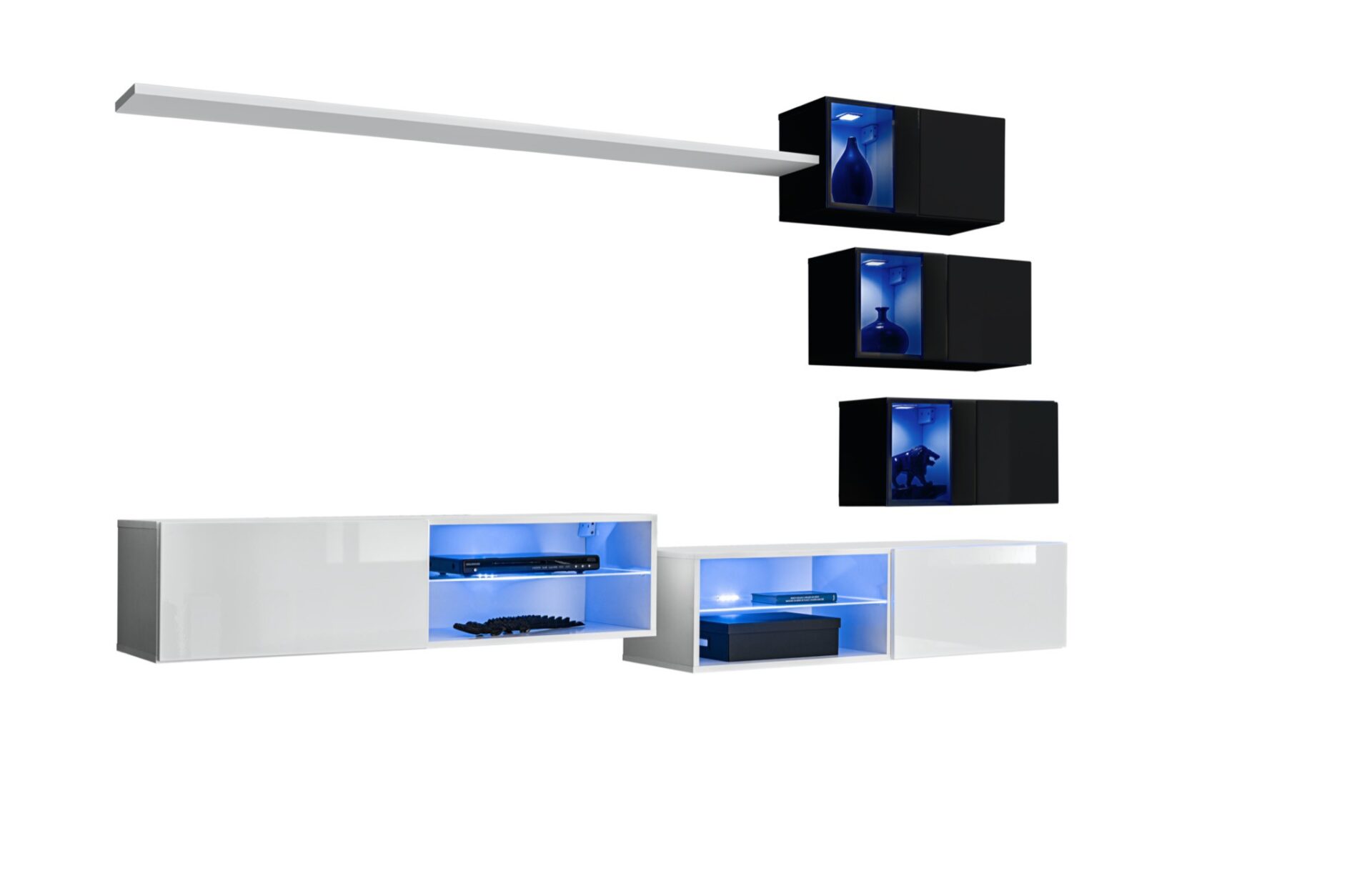 Switch XXIV sienas skapis, balts/melns ASM — 2 attēls