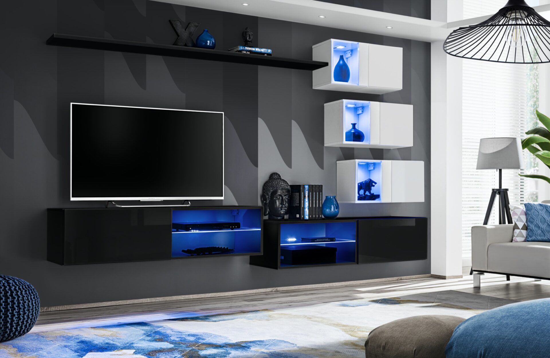 Switch XXIV sienas skapis, melns/balts ASM