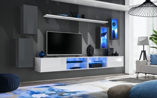 XXV sienas skapis ar grafīta/baltu ASM slēdzi
