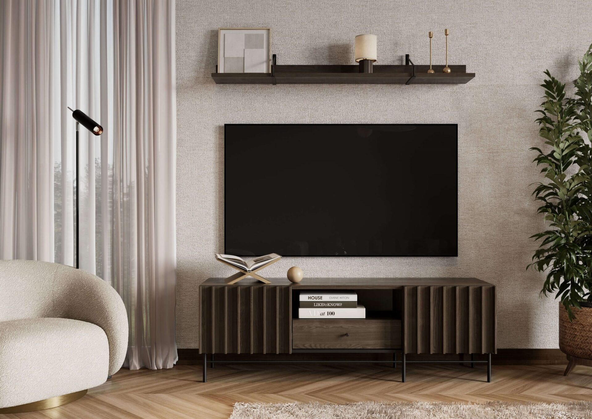 TV skapītis PIEMONTE 03 Portland Ash/Black — изображение 2
