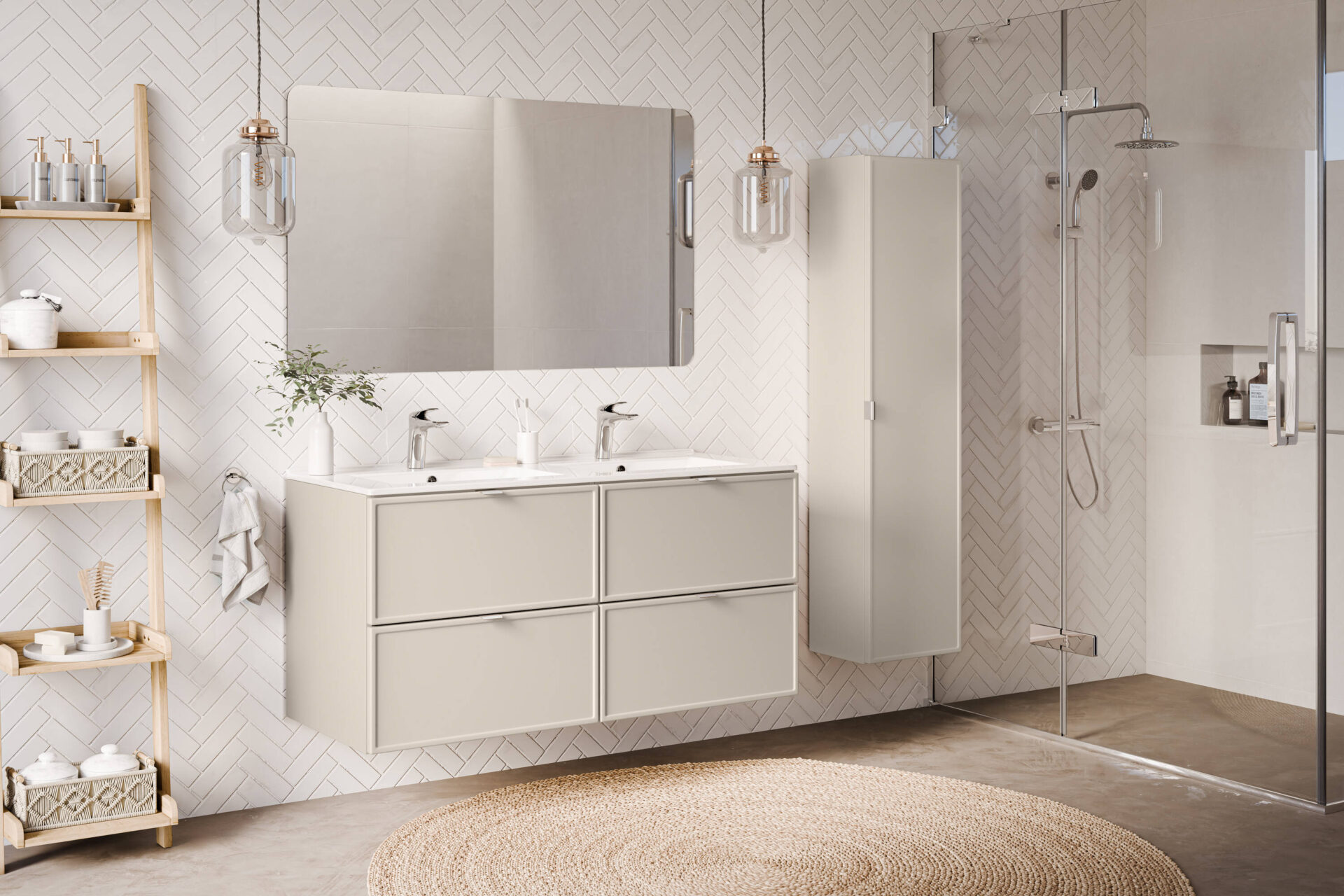 Bella kašmira izlietnes skapītis, 60 cm, 2 atvilktnes — изображение 6