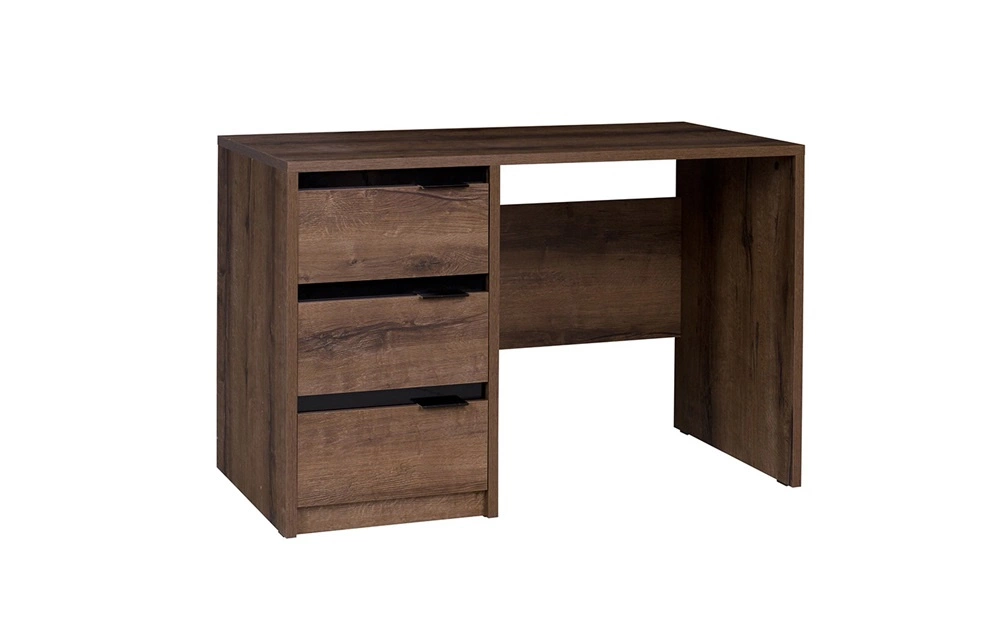 Denver rakstāmgalds 120 cm, Monastery Oak/spīdīgi melns, moderns rakstāmgalds ar atvilktnēm, ideāli piemērots pusaudža istabai vai birojam