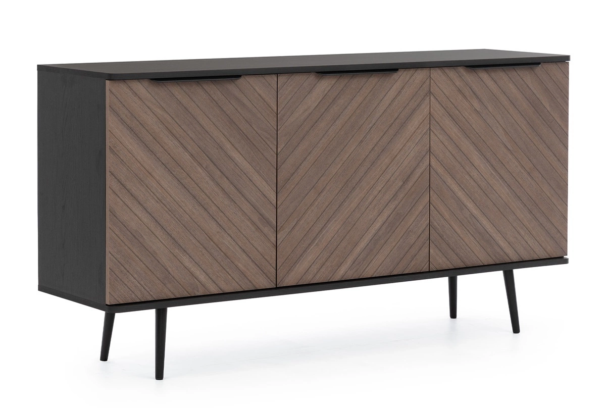 Tullio kumode 150 cm, grafīta melna/kapteiņa klāja krāsa - eleganta kumode ar intriģējošu dizainu un dizainera apdarinātiem rokturiem. — изображение 4