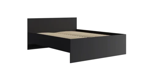 Maxione gulta 160×200 cm, melna, ideāla guļamistabas gulta minimālisma cienītājiem, augsts, ērts galvgalis