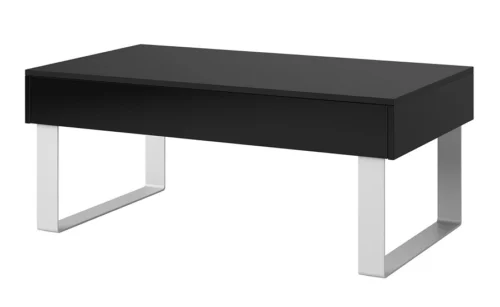 CALABRINI kafijas galdiņš, 100 cm, melns, ar atvilktni, unikāls dizains, vienkārša konstrukcija, ūdensnecaurlaidīga galda virsma