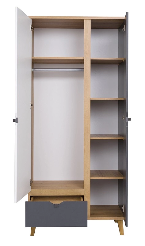 Memone skapis, 90 cm, zeltaina ozola/balta/grafīta krāsā, moderns dizains, ideāls skapis jauniešu istabai vai gaitenim — изображение 3