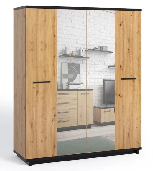 Simi GB spoguļskapis, 180 cm, Artisan Oak/melns, minimālistisks dizains, klasiska forma, ideāli piemērots guļamistabai vai gaitenim