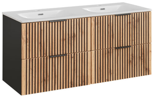120 cm Xilo melns Wotan skapis ar dubulto izlietni SKY120D