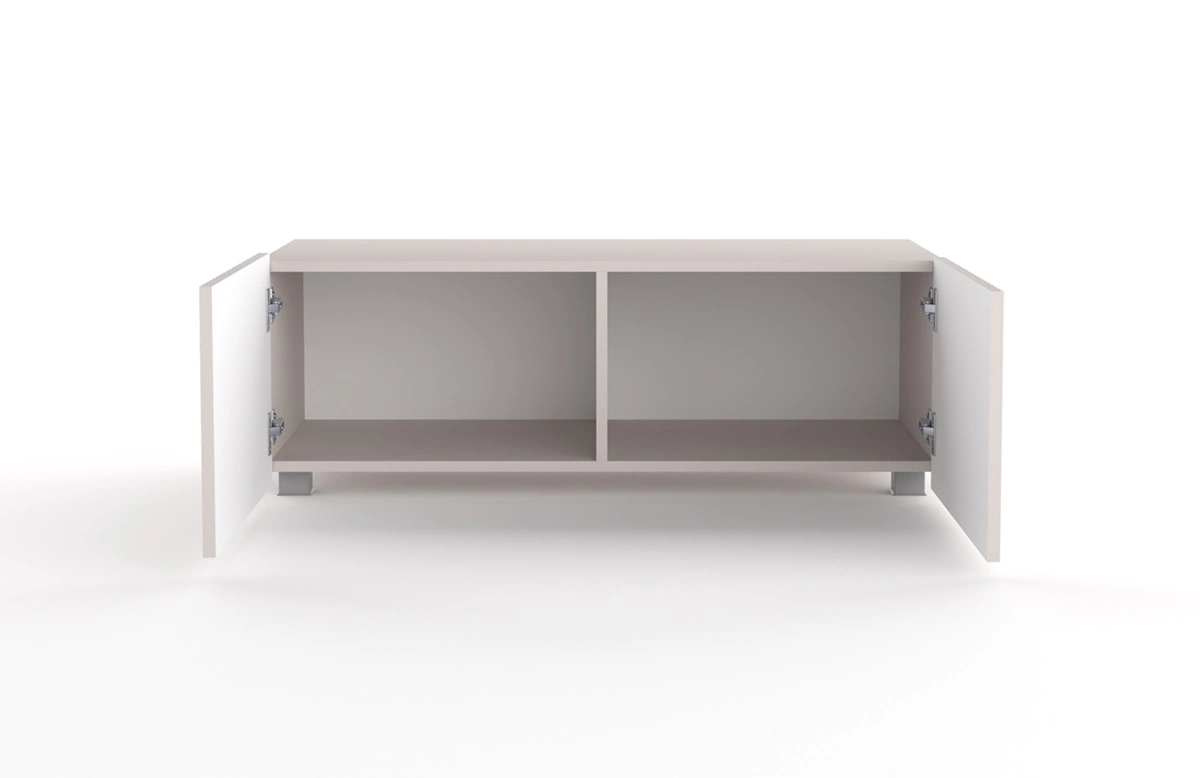 Vēsāks TV skapītis 100 cm, bēšs, ar pakarināšanas iespēju, stilīga rievota priekšpuse, eleganta moderna stila mēbeļu forma — изображение 6
