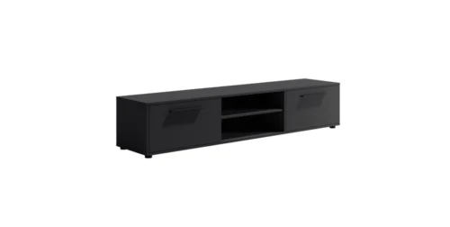 Maxione TV skapis, 190 cm, melns, ietilpīgs, klasisks stils, vienkāršs dizains, universālas krāsas