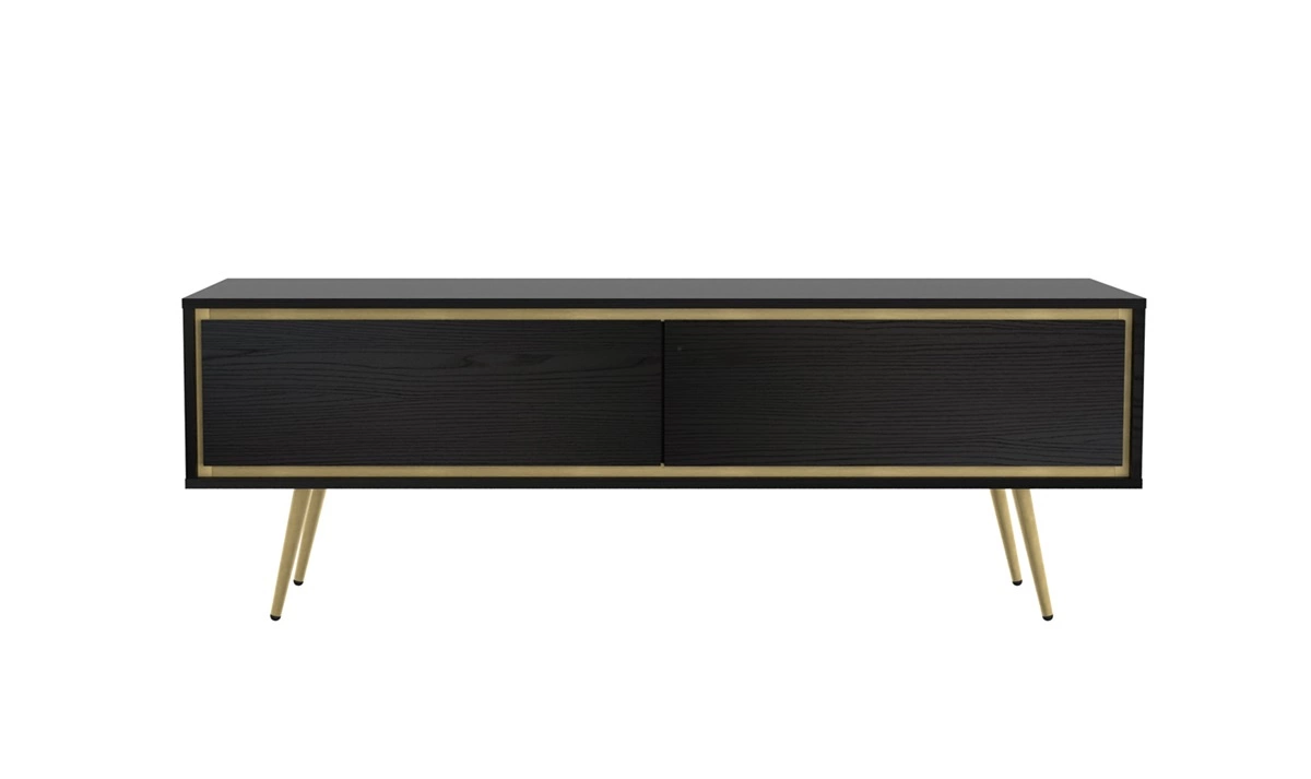 Nevea TV skapītis, 150 cm, bēšs, elegants skapītis, spilgtas krāsas, oriģināls dekors jebkuram interjeram, stabilas zelta kājas — 2 attēls